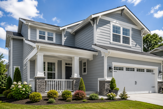 Exterior house painting completed on two-story home