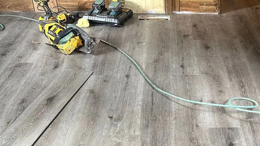 Residential flooring installation during home renovation