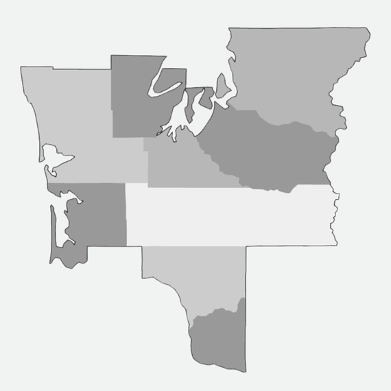 Service area map for Washington Infinity Roofing in Southwest Washington