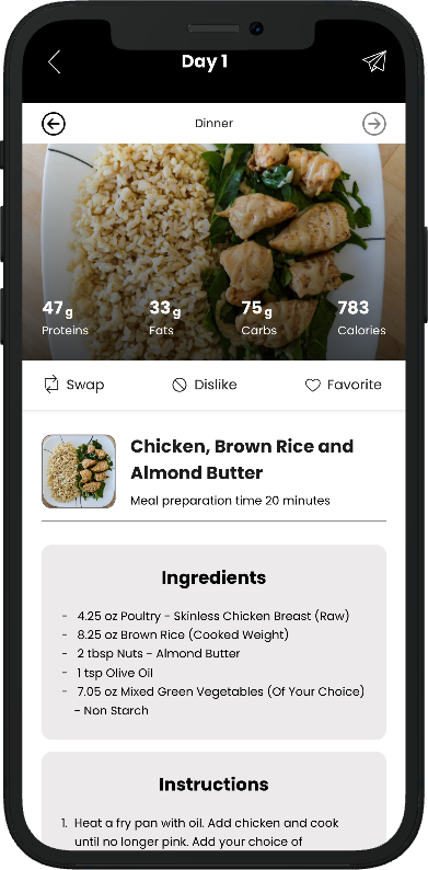 A cell phone with a recipe for peanut butter and strawberry oats on it.