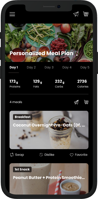 A cell phone with a healthy eating app on it.