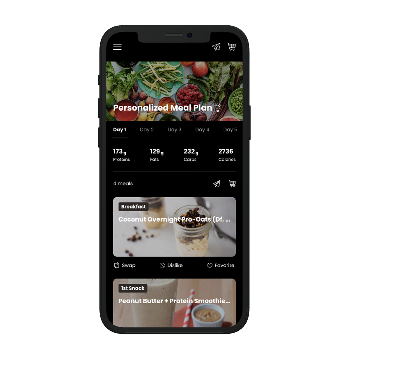 A cell phone with a healthy eating app on it.
