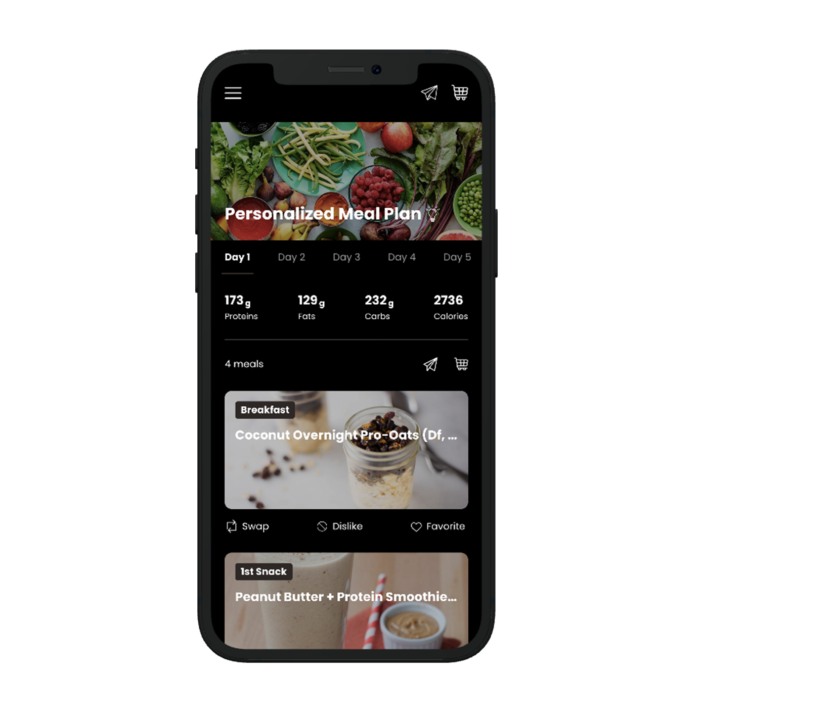 A cell phone with a healthy eating app on it.