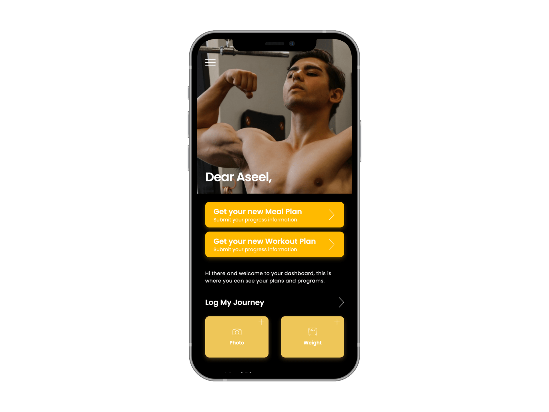 A shirtless man is flexing his muscles on a cell phone screen.