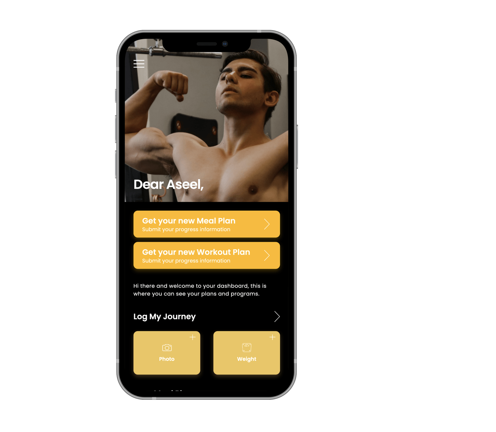 A shirtless man is flexing his muscles on a cell phone.