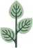Stylized green plant with three leaves and dark stems on a white background