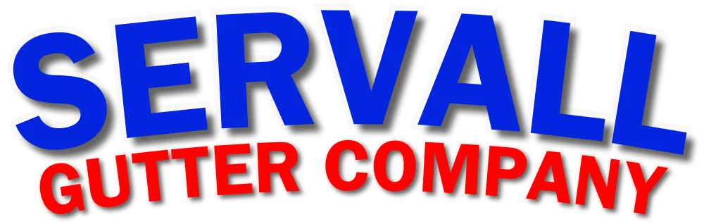 Servall Gutter Company logo with blue “SERVALL” and red “GUTTER COMPANY” text on white background