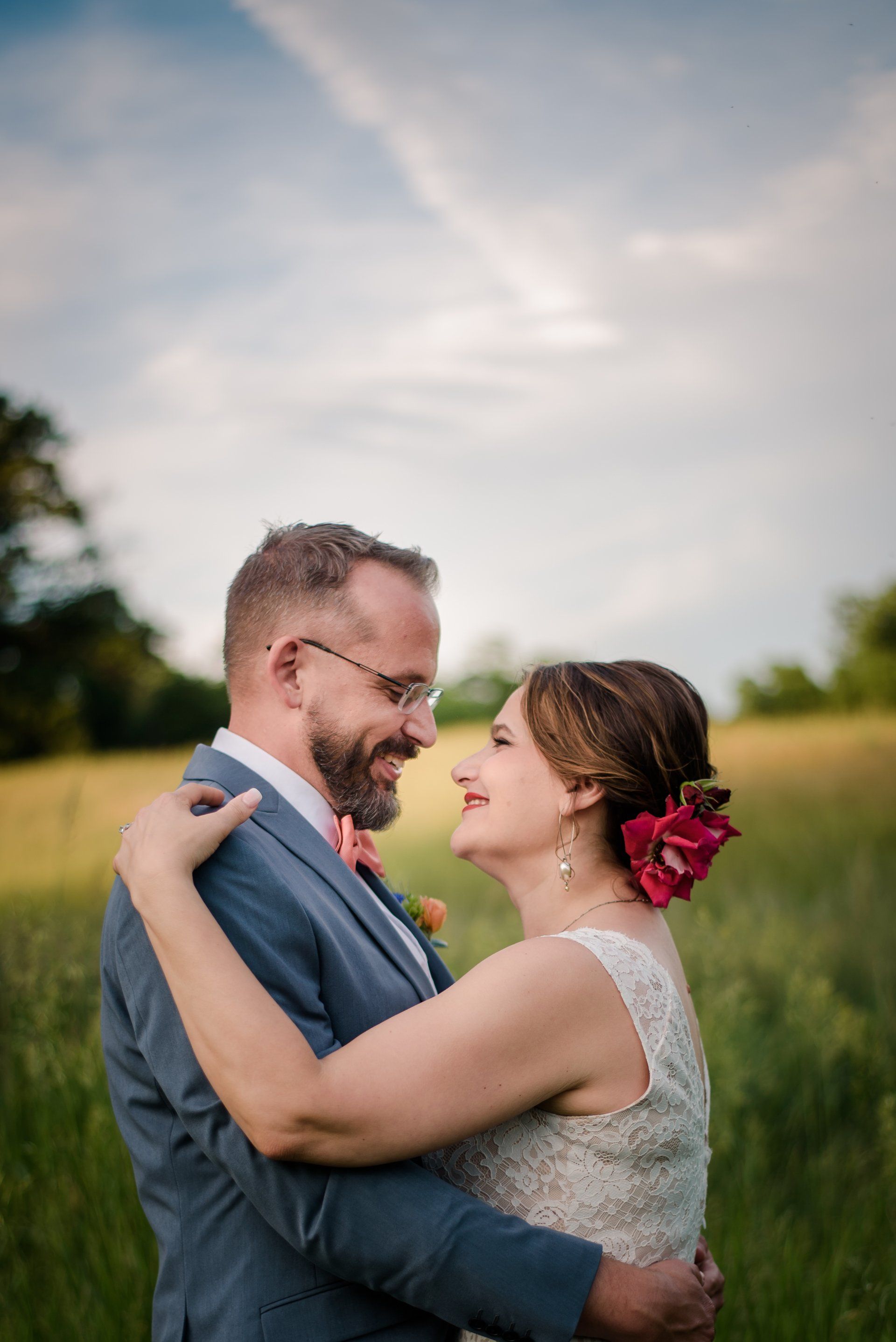 Wedding Couple on an open field in York, Pennsylvania