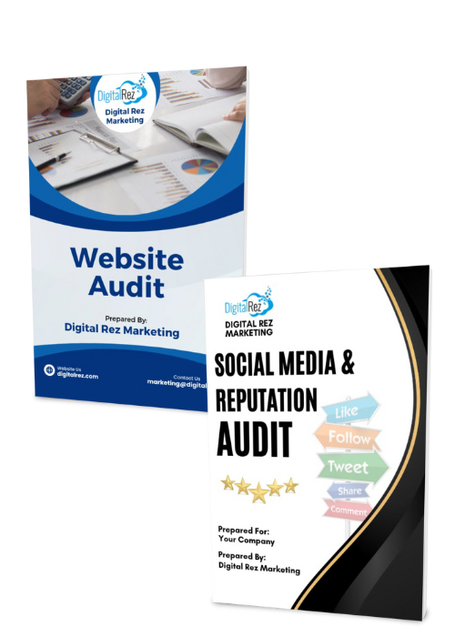 A book titled website audit and a book titled social media and reputation audit
