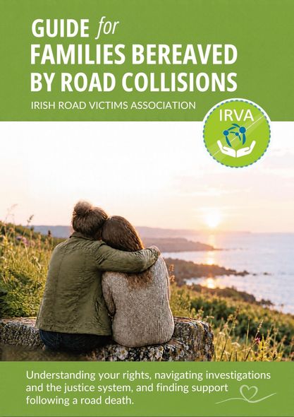 A guide for families bereaved by road collisions shows two children hugging each other.