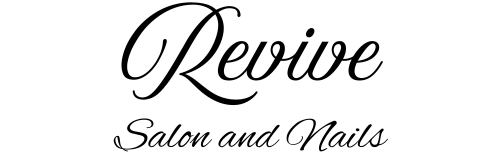 Revive Salon and Nails logo in elegant black cursive on a white background