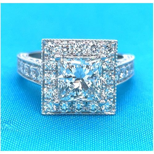 AFS-0064 Vintage Diamond Engagement Ring with Halo
