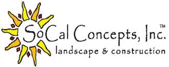 SoCal Concepts, Inc. logo with yellow sun and black text for landscape and construction