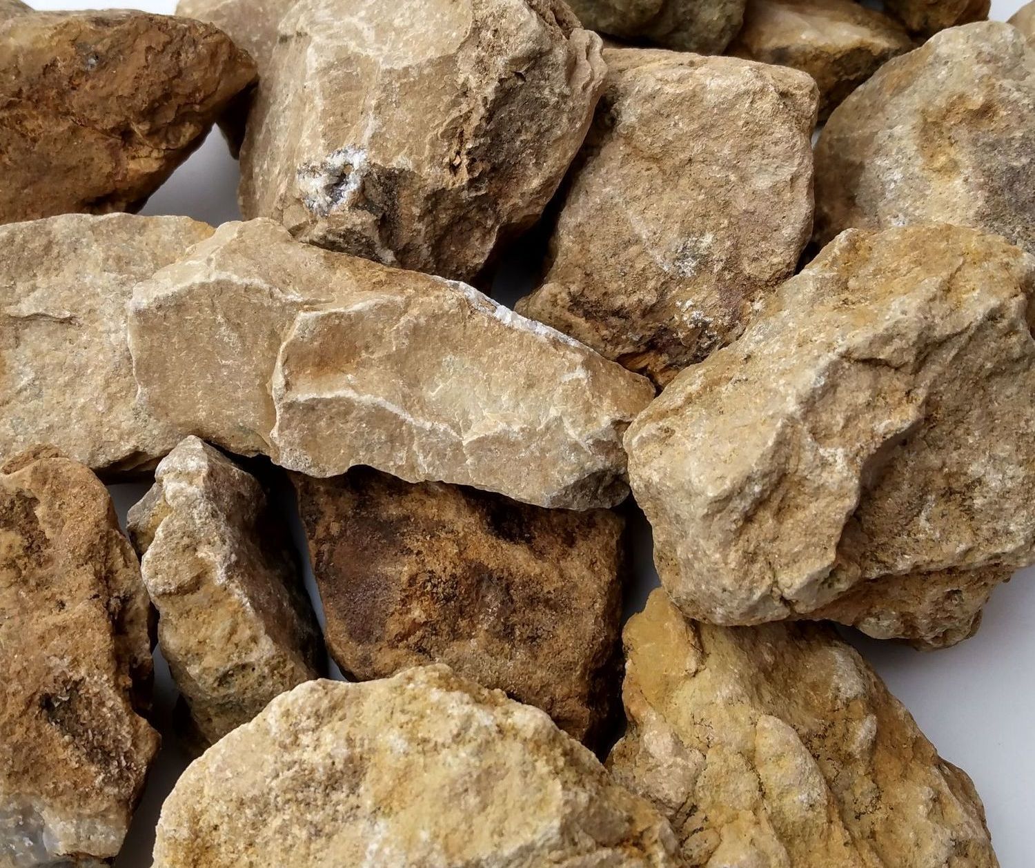 A pile of rocks on a white plate