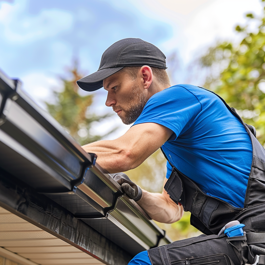 gutter being repaired by Advanced Seamless Gutters