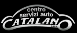 Logo nero con la scritta “CENTRO SERVIZI AUTO CATALAN” con il profilo stilizzato di un’auto e “srl”