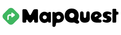 MapQuest logo with green icon and black text on a white background