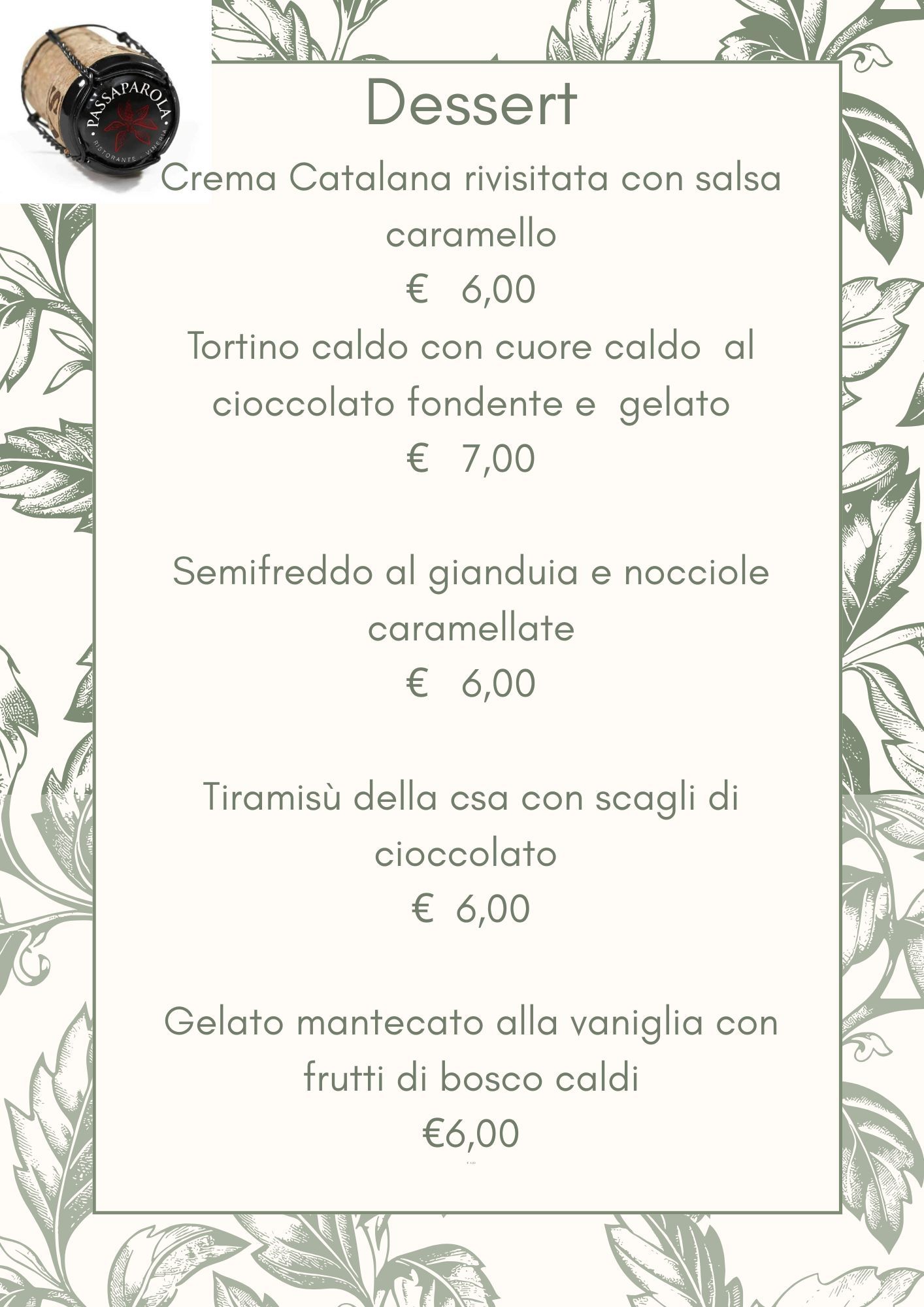 menu pesce carne conegliano passaparola