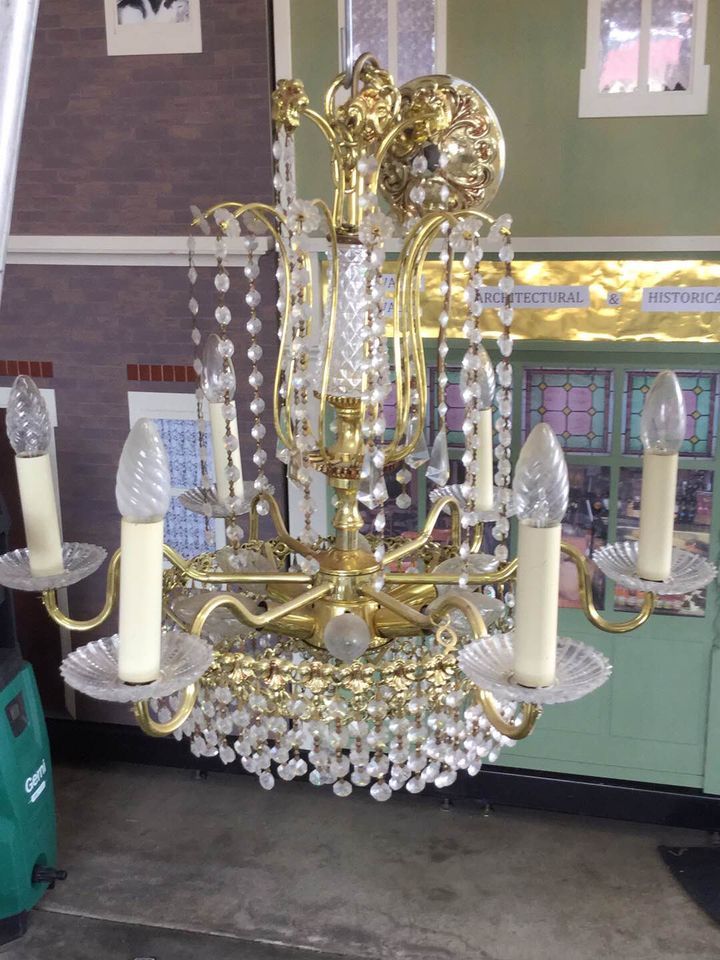 White and Gold Chandelier — Rosewater, SA — Rosewater Salvage