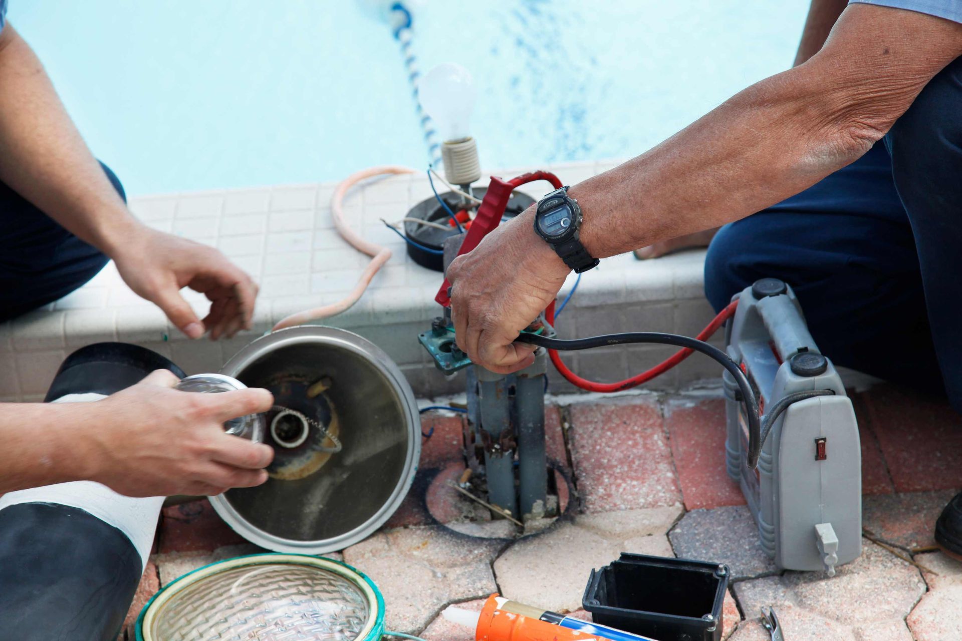 Men Working Together — Green Valley, AZ — Green Valley Pools & Spa