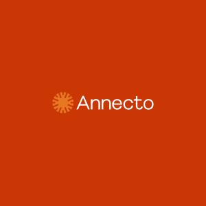 The logo for annecto is on a red background.