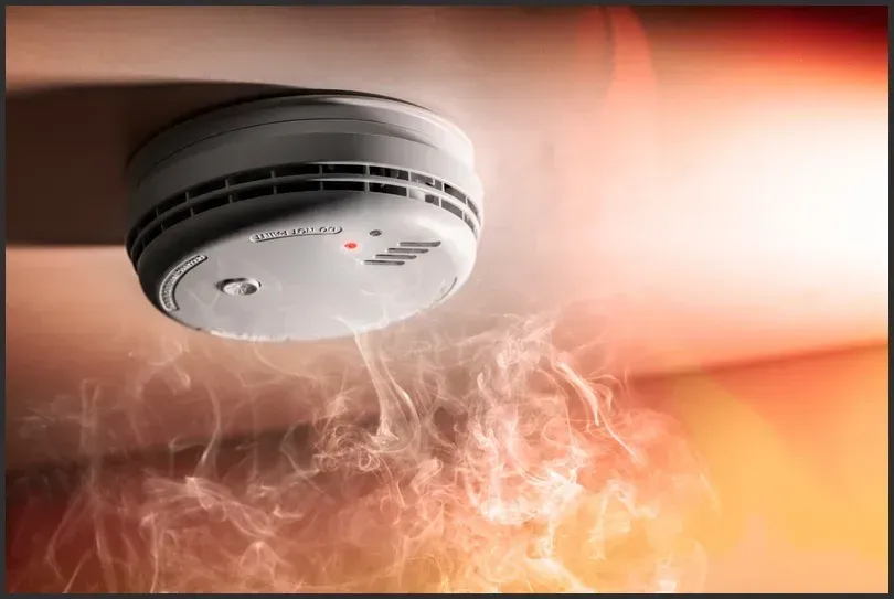 Smoke alarm detecting smoke, emphasizing home fire safety preparedness