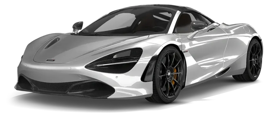 Silver sports car on a white background, shown in front three-quarter view