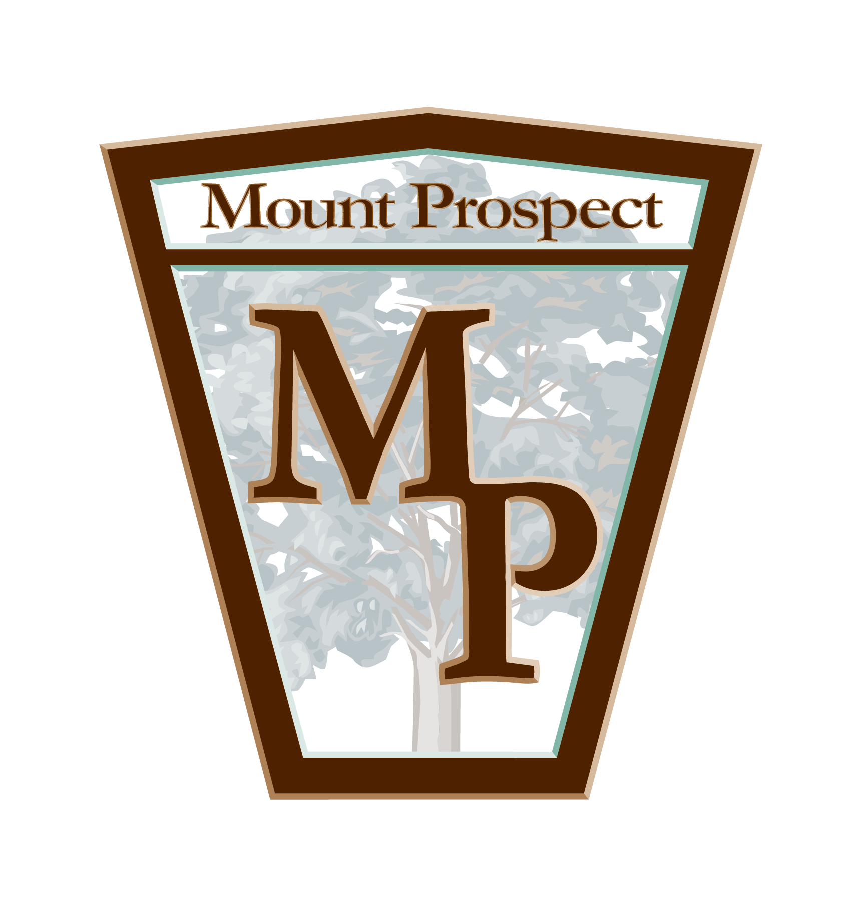 Mount Prospect logo: brown shield with