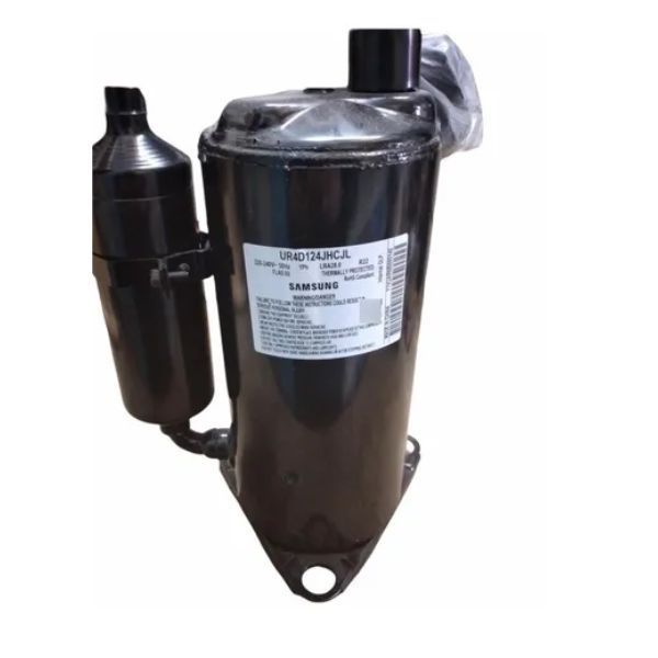 Conjunto de filtro automotriz de metal negro con recipiente cilíndrico adjunto y etiqueta blanca.