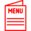 Red menu icon with three horizontal lines on white background