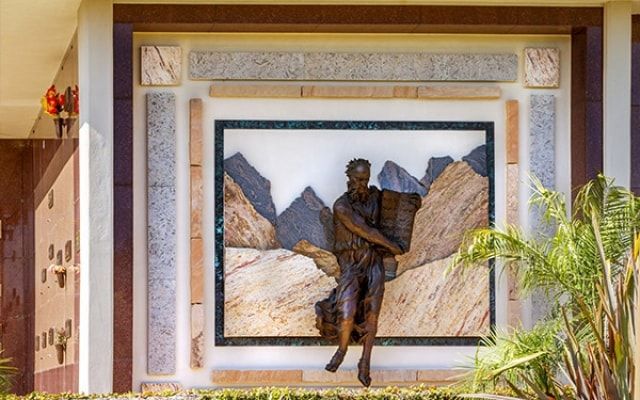 Bronze statue at Hillside Memorial Park in CA