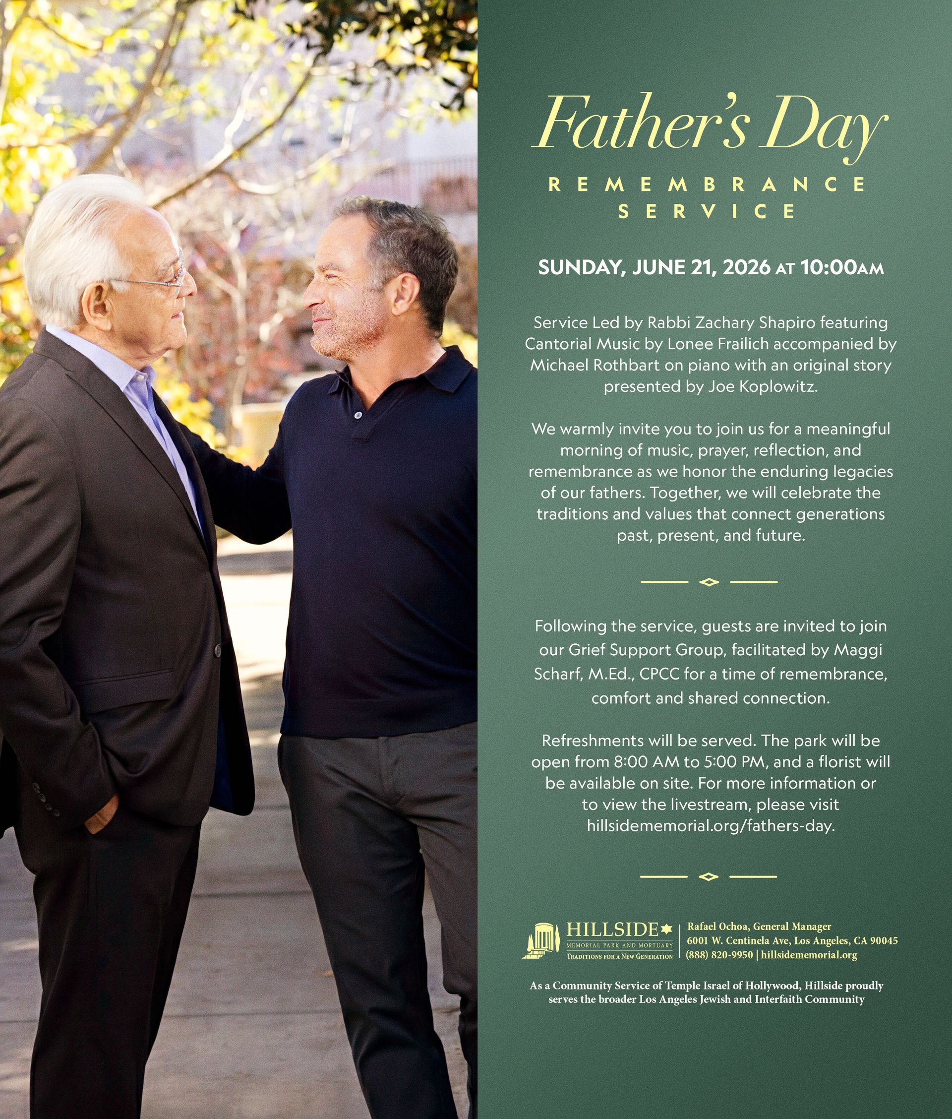 A man and a woman are posing for a father 's day memorial service