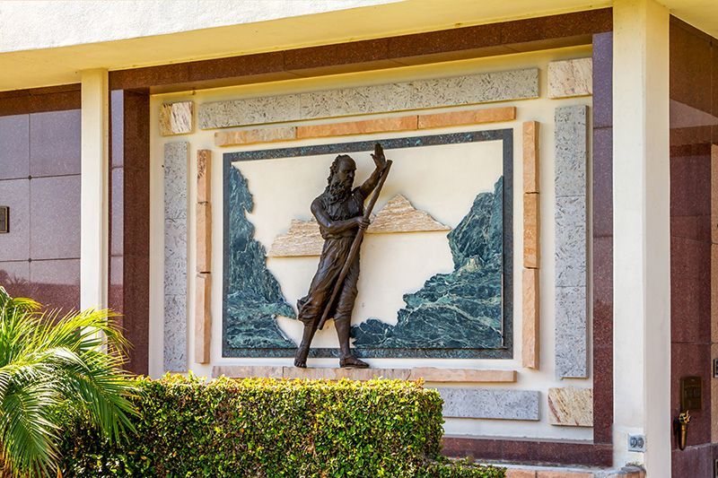Moses Parting the Red Sea bronze sculpture at Hillside Memorial Park