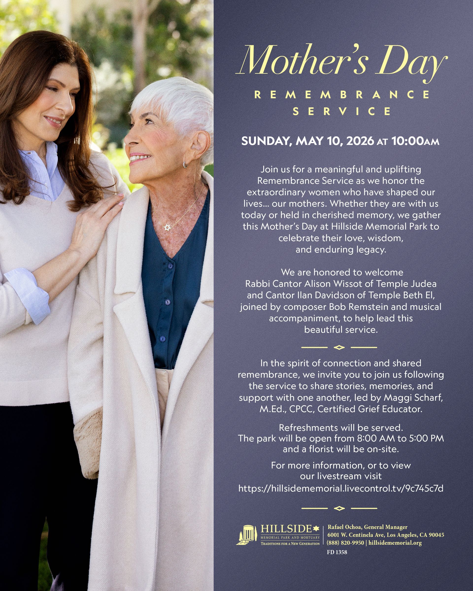 A poster for a mother 's day remembrance service