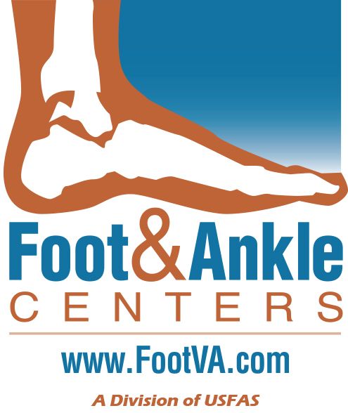 Logo for Foot & Ankle Centers: a stylized brown foot over blue, with blue text reading