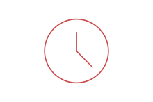 Clock showing the time is 4:05, with a brown circular outline and brown hands on a white background.