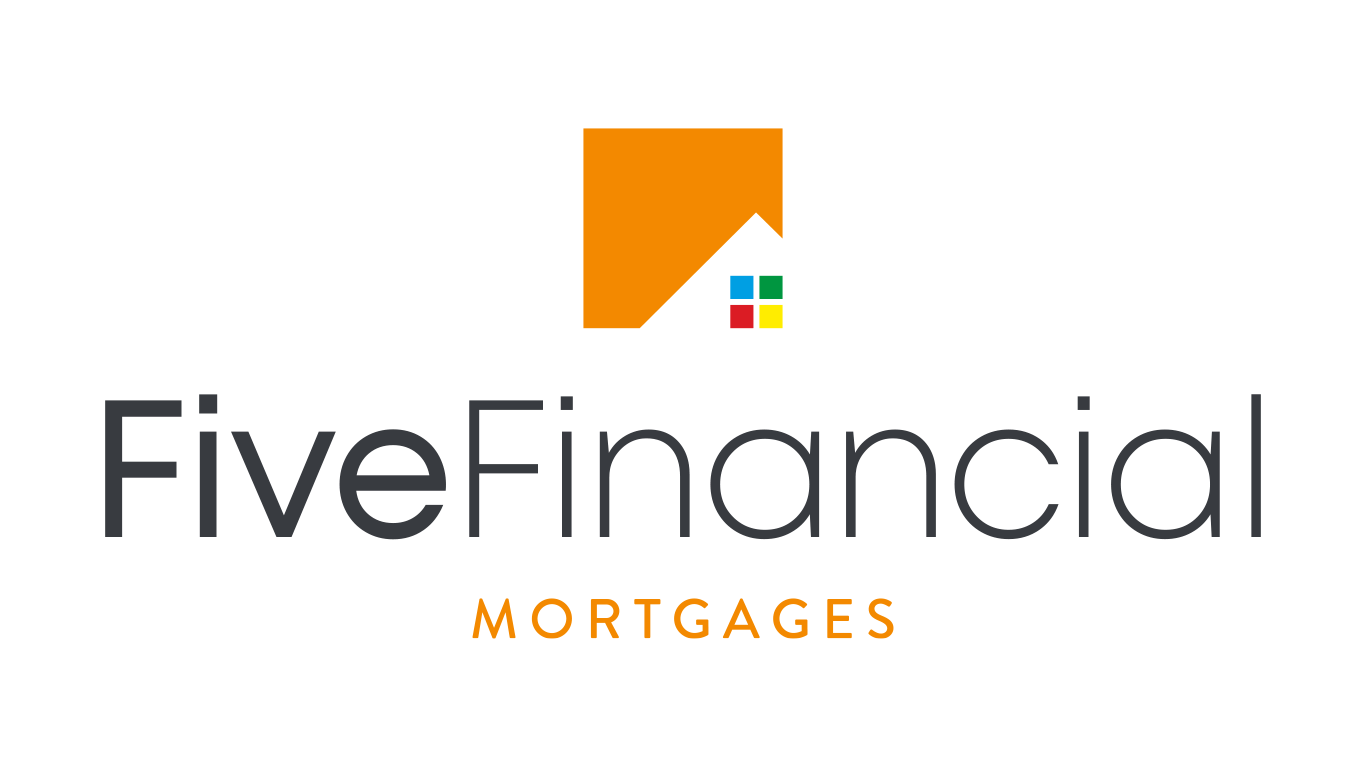 FiveFinancial logo with an orange square and a colorful house icon, 