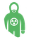 Green gas mask suit icon with radiation symbol on the chest and hooded head