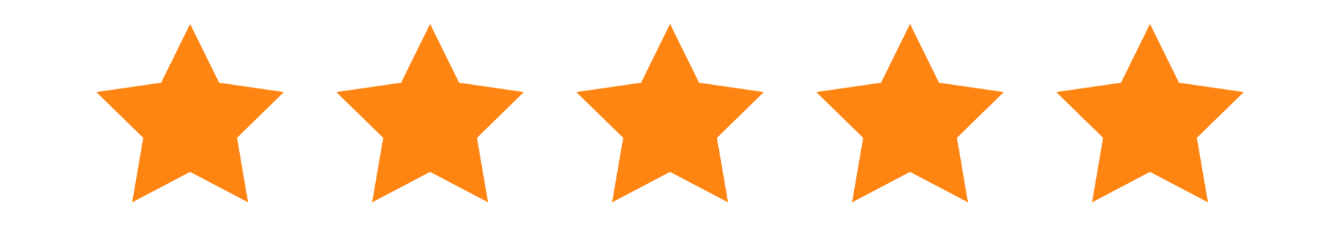 Cinq étoiles oranges sont alignées sur un fond blanc.