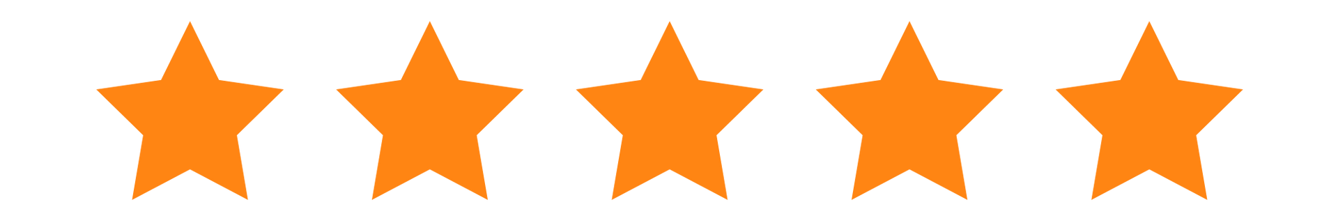 Cinq étoiles oranges sont alignées sur un fond blanc.