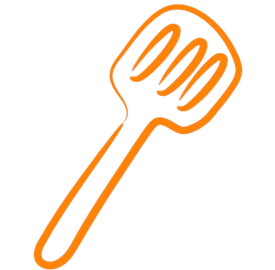 Un dessin d'une spatule orange sur fond blanc