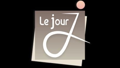 Un logo pour le jour j est affiché sur un fond noir
