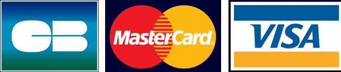 Logos CB Mastercard et Visa sur fond blanc