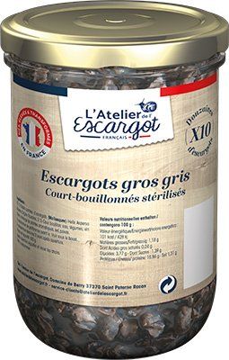Conserve 10 douzaines d'escargots gros gris court-bouillonnés stérilisé