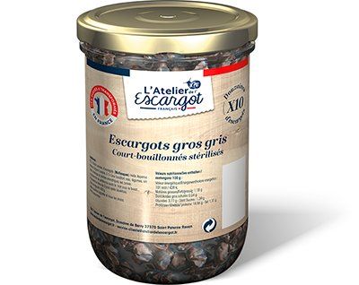 Bocaux d'escargots gros gris Français court-bouillonnés stérilisé