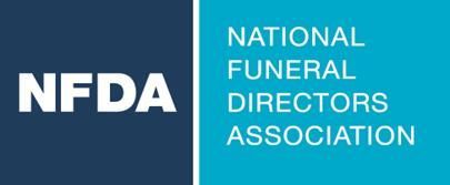 NFDA logo with white initials on dark blue and association name on teal background