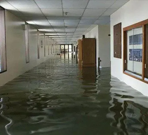 flooded office building in Queens, NY