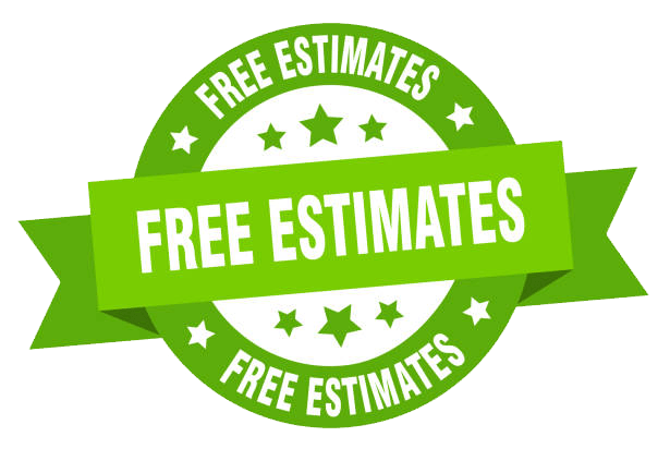 A green sticker that says free estimates on it