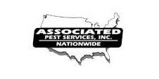 Logo of Associated Pest Services, Inc. featuring text on a black rectangle over a grayscale outline of the United States.