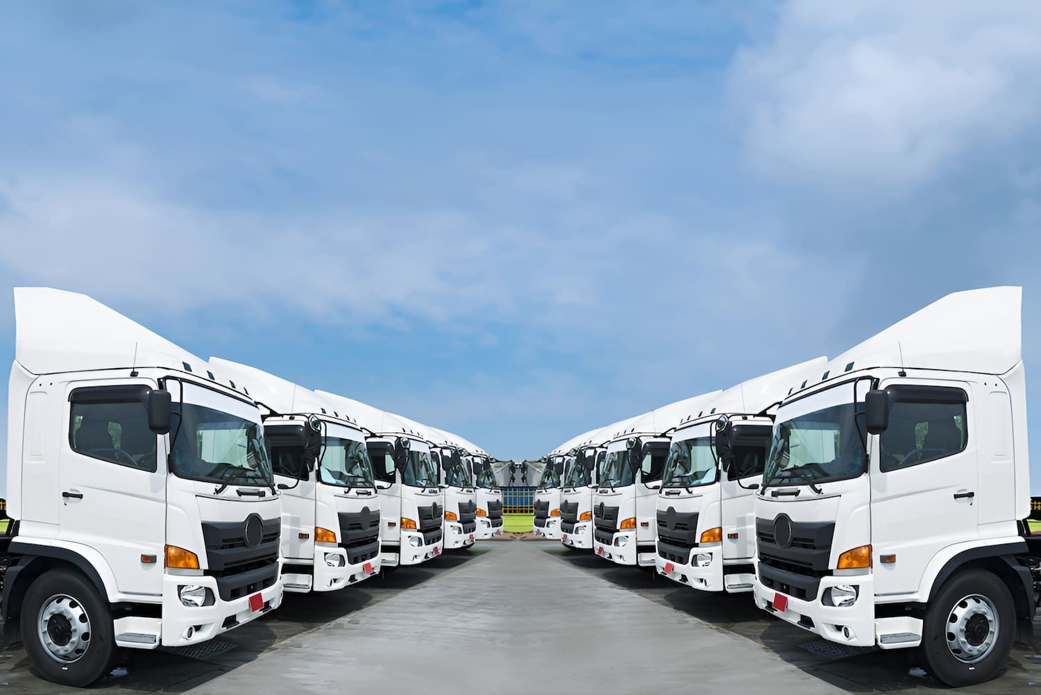 A Row of White Trucks Are Parked Next to Each Other in a Parking Lot — Cairns Mechanical Workshop In Bungalow, QLD